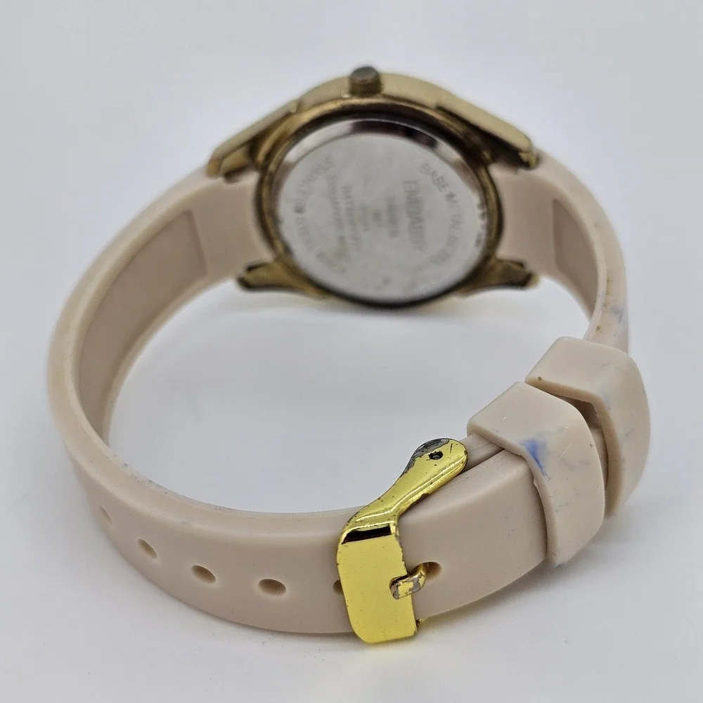 Embassy Women's Watch 34MM Gold Dial Cream Plastic Bands New Battery‎